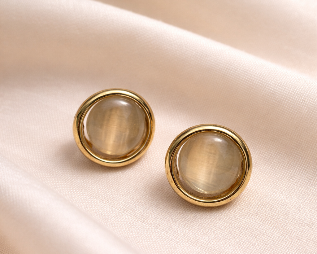 "Luna" Round Gold Studs
