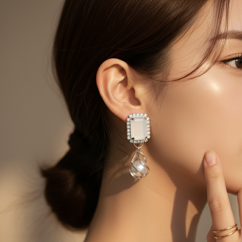 Crystal Pearl Drop Earrings