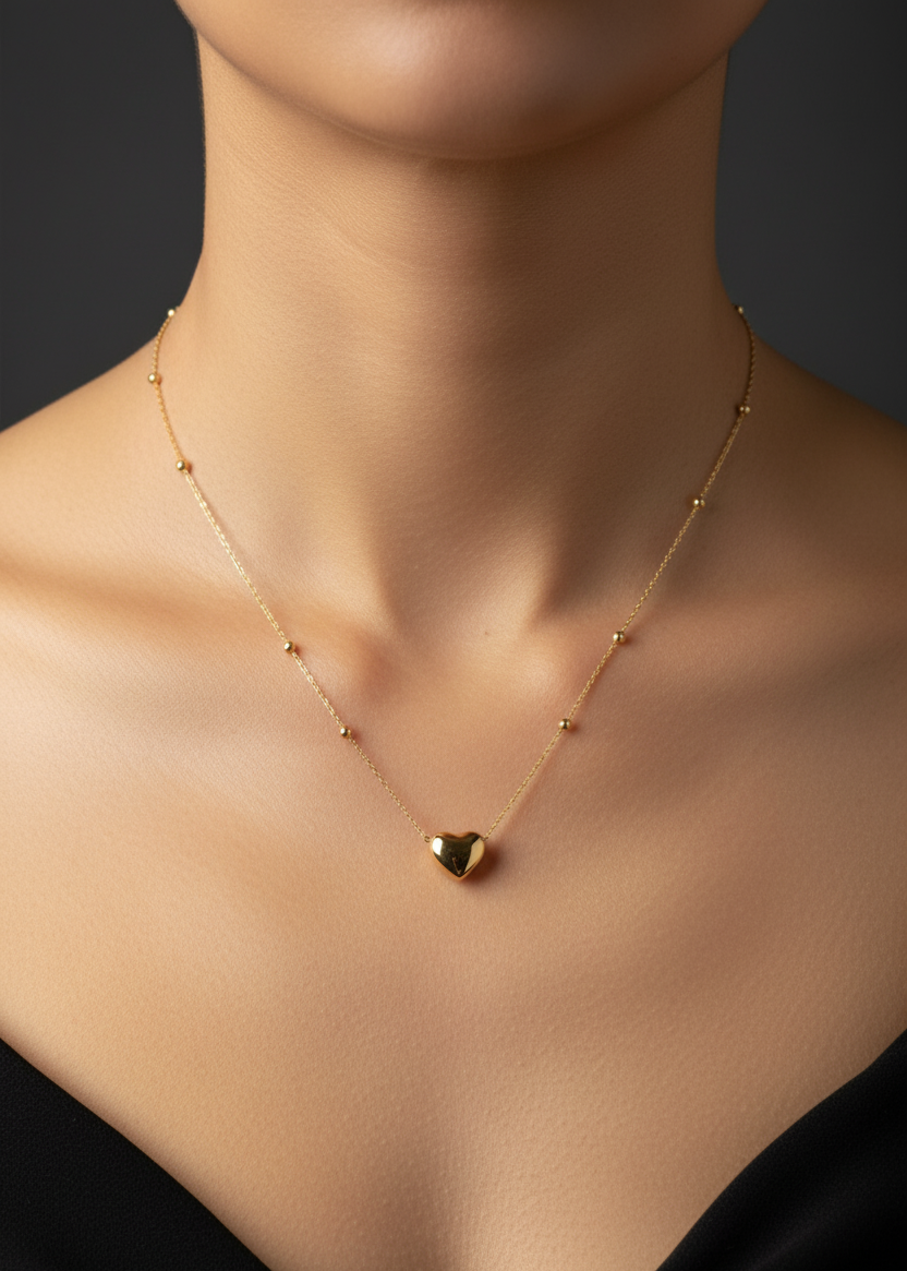 Gold Heart Anti-Tarnish Pendant Necklace