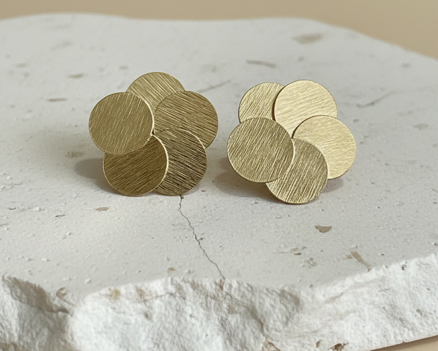 Textured Disk Studs – Matte Gold