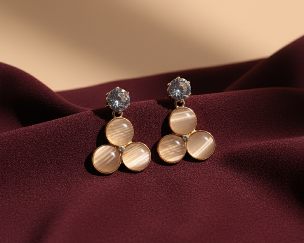 Golden Glow Triple Stone Drop Earring