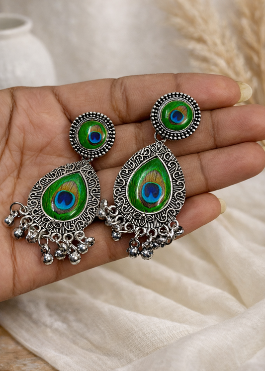 “MorPankh- Oxidized Jhumka