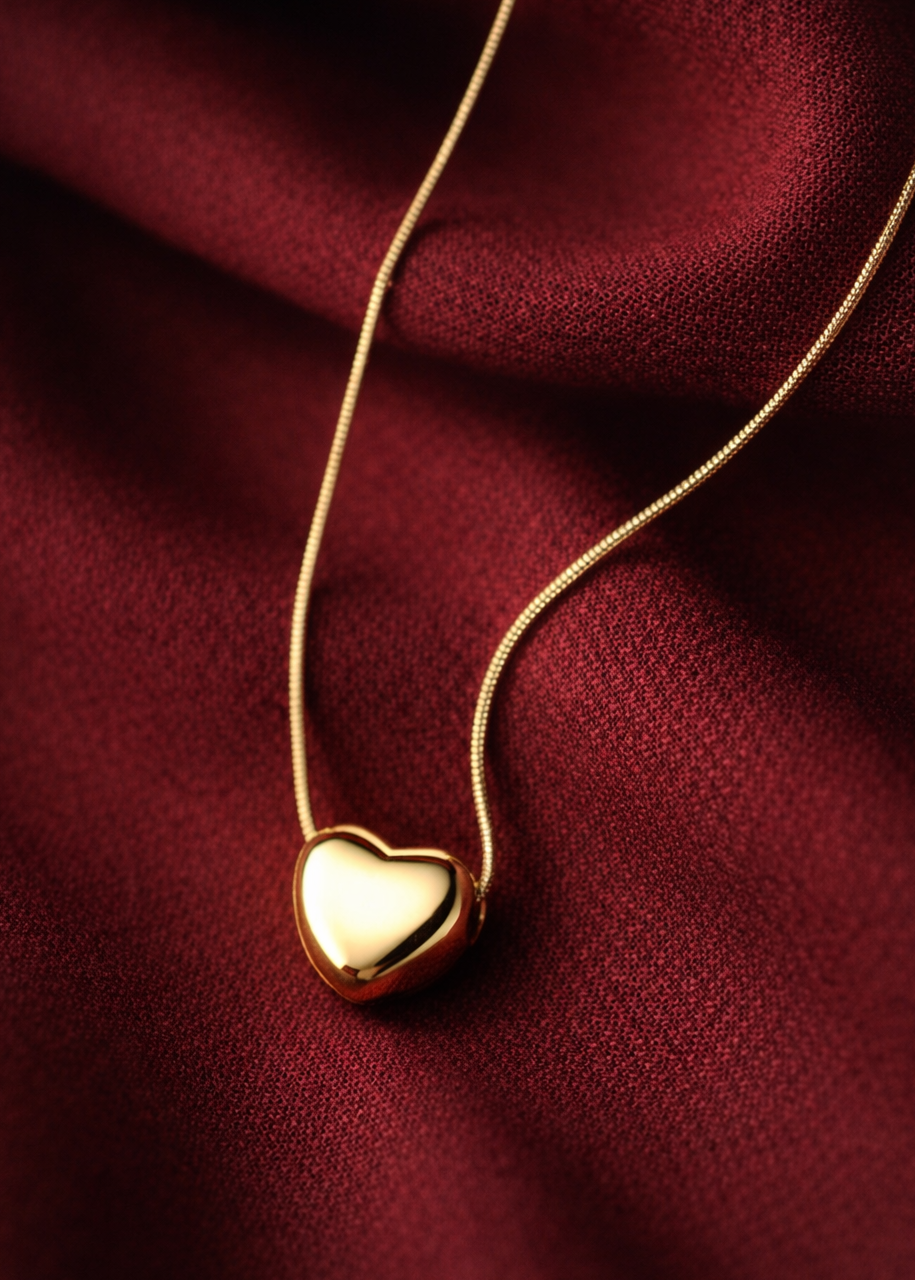 Gold Heart Necklace (Anti-Tarnish Everyday Pendant)