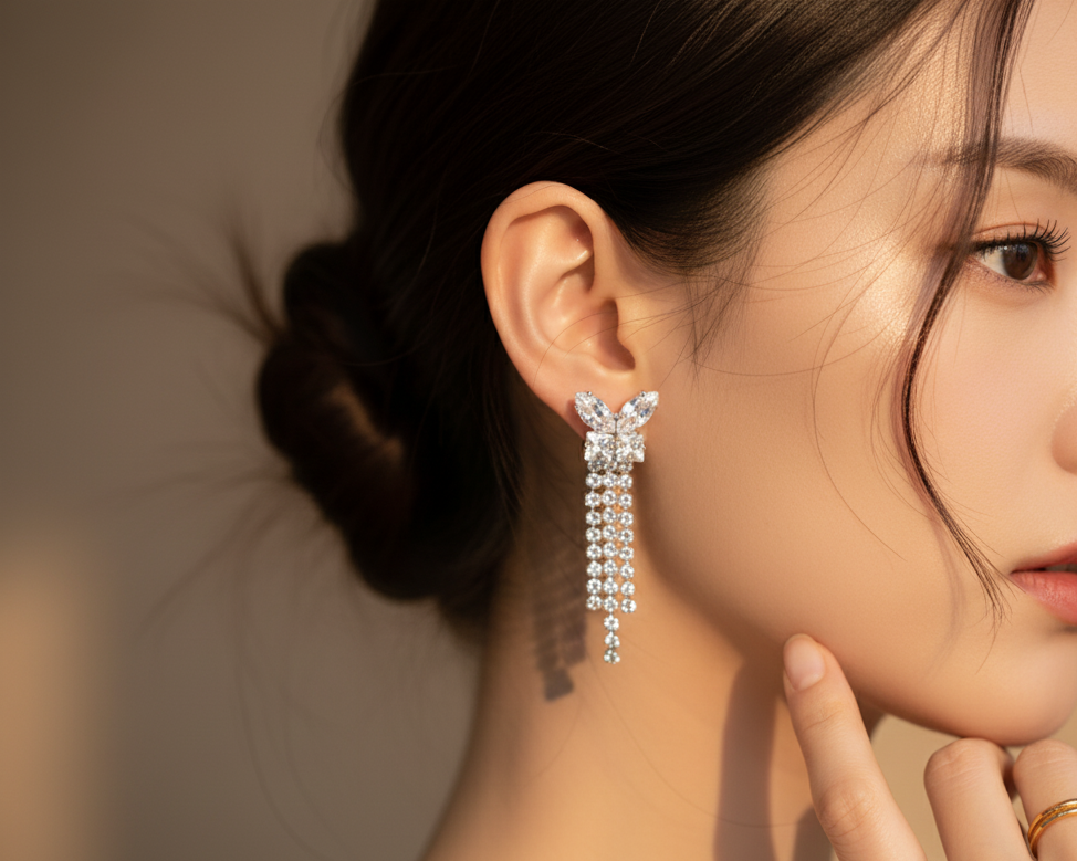 Crystal Fringe Earrings(butterfly)