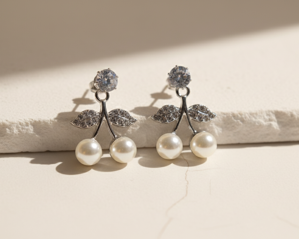 Graceful Silver Pearl Drop Earrings – Timeless Elegance