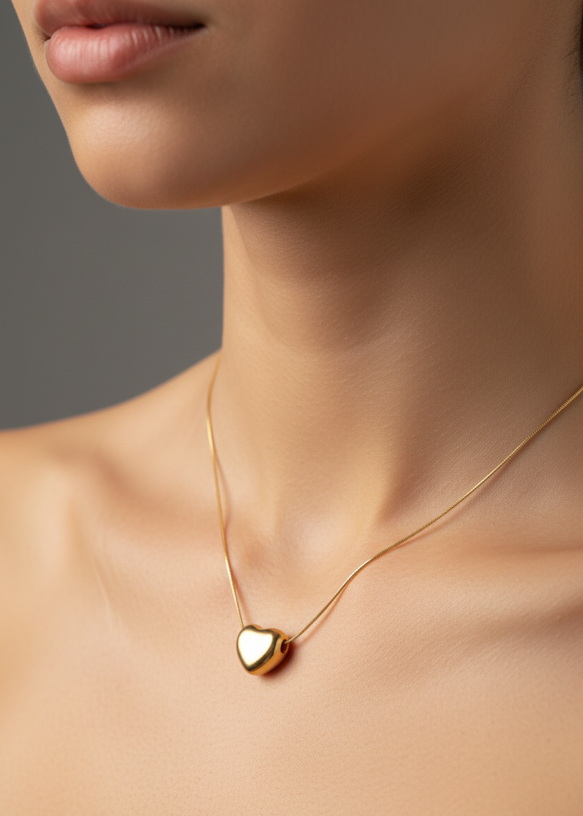 Gold Heart Necklace (Anti-Tarnish Everyday Pendant)