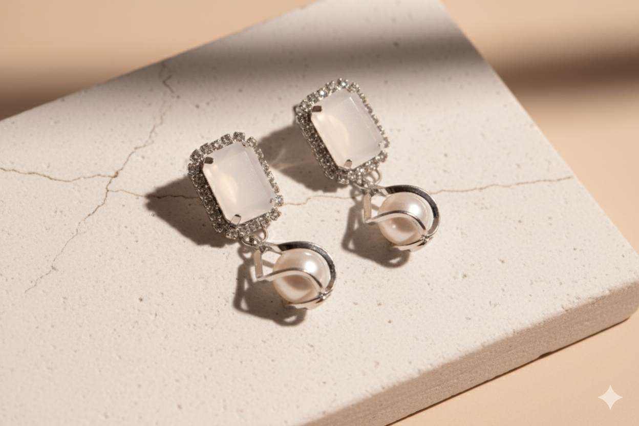 Crystal Pearl Drop Earrings