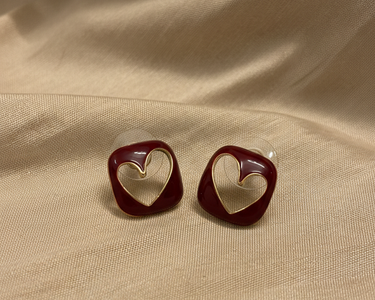 Eternal Heart Enamel Stud Earrings