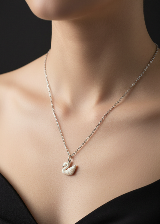 Swan Crystal Necklace - Elegant Everyday Pendant