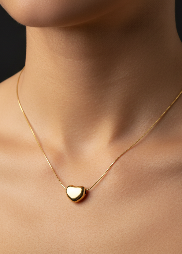 Gold Heart Necklace (Anti-Tarnish Everyday Pendant)