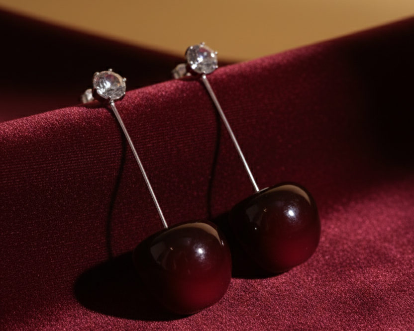 Cherry Crystal Drop Earrings