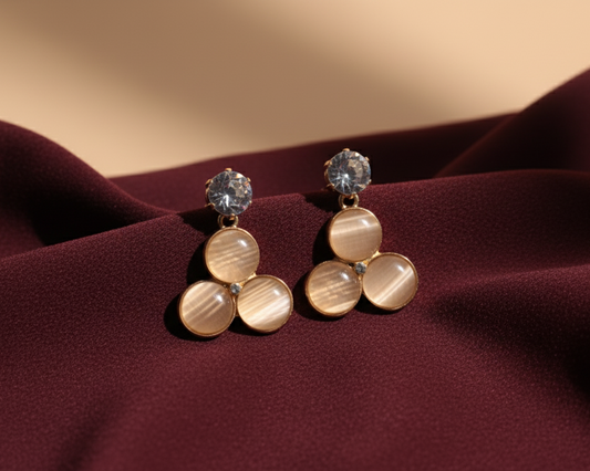 Golden Glow Triple Stone Drop Earring