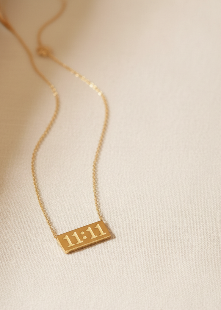 11:11 Gold Manifestation Necklace (Anti-Tarnish Everyday Pendant)