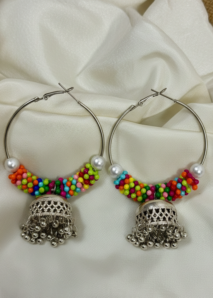 Multicolour Beaded Hoop Jhumka