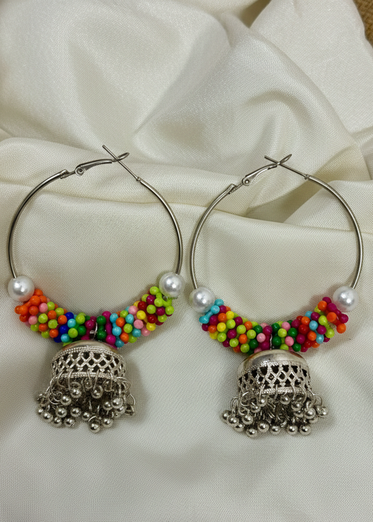 Multicolour Beaded Hoop Jhumka