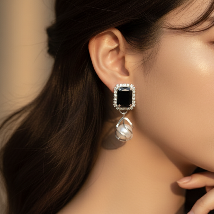 Crystal Pearl Drop Earrings